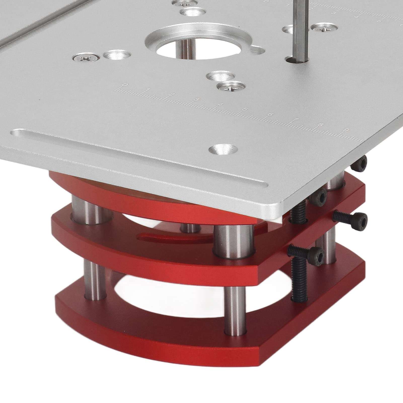 Router Lift, Manual Lifting Router Lift System Kit Router Table Saw Insert Base Plate for Trimming Machines with Motor Diameter Between 64~66mm / 2.52~2.6in (Sliver) 5