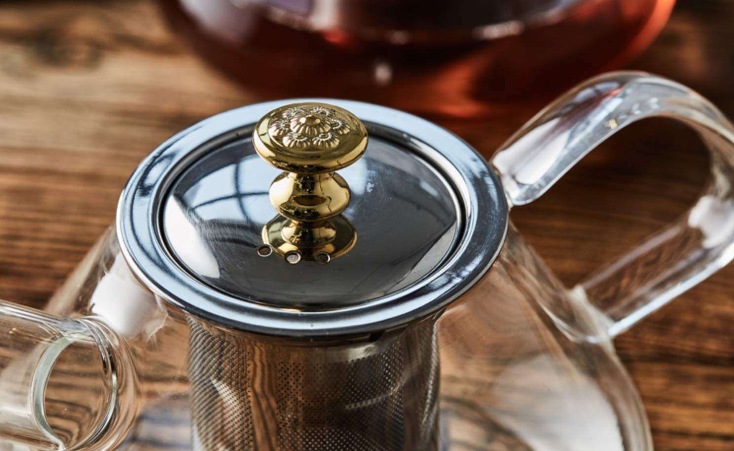 HAPPY BORN Kitchen Heat Resistant Flame Proof Clear Borosilicate Glass Kettle Stove Top Safe Blooming and Loose Tea Pot with Stainless Steel Infuser and Lid, 1000 ml Transparent Pack of 1 3