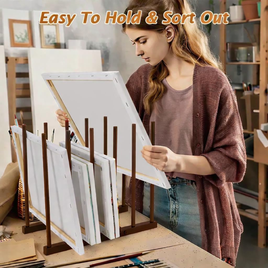 OGFC 59110 Art Storage Rack Painting Canvas, Metal Drawing Storage SHELF for Canvas Frame Organizing/Drawing Board (Brown) STAND 3