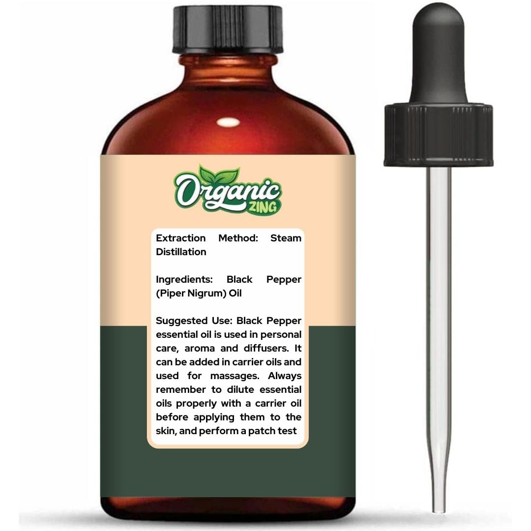 Organic Zing Black Pepper (Piper Nigrum) Oil | Pure & Natural Essential Oil for Skincare and Hair Care - 118ml/3.99fl oz 3