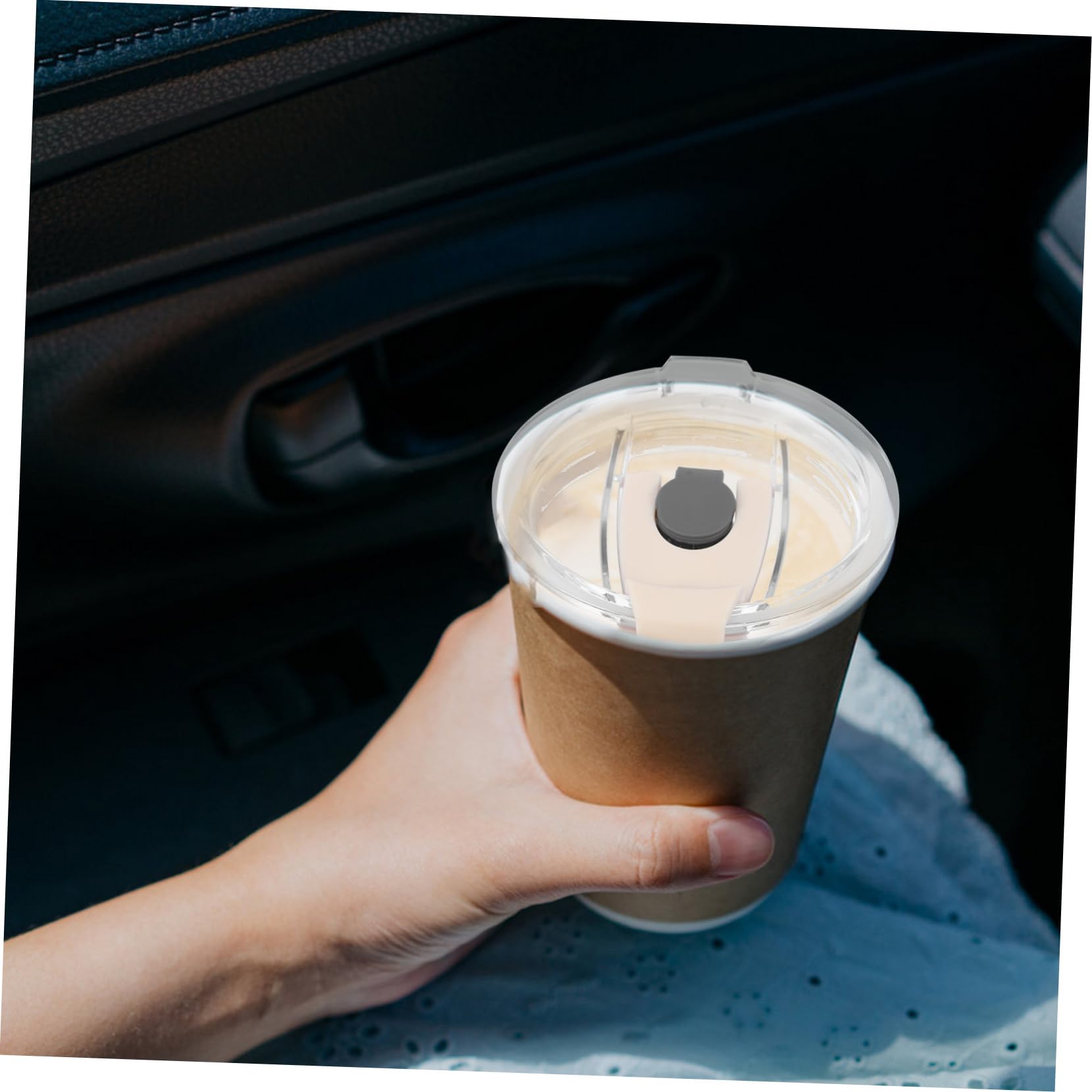 FELTECHELECTR Tumbler Shot Dispenser Lid Leak-proof Airtight Insulated Cup Cover White 2 Pack 6
