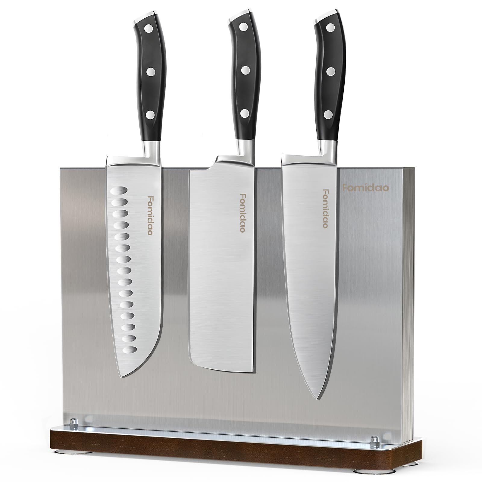 Fomidao Kitchen Knife Set with Magnetic Knife Block 4 Pieces,Double-sided Mangetic Knife Holder With High Carbon Stainless Steel Knife Set,Professtional Kitchen Chef Knives Set With Block 1