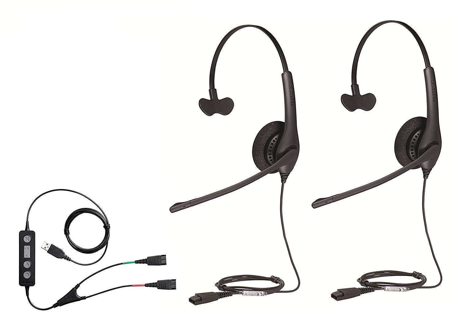 Jabra Softphone PC USB Training Bundle with Two (2) Jabra Biz 1500 Mono QD Headsets and USB Training Y-Cable 1
