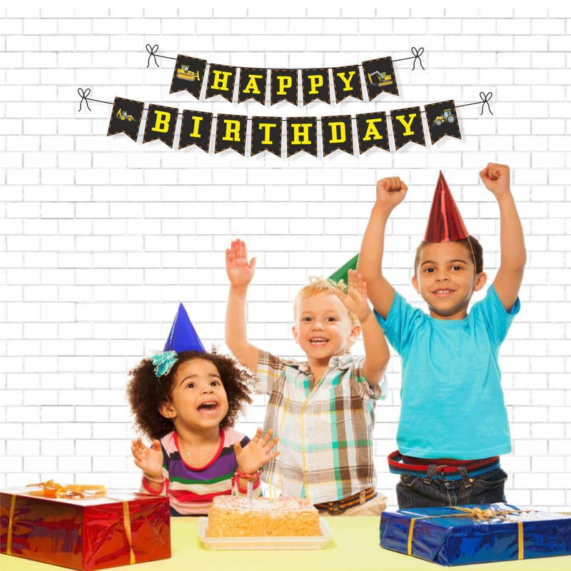 Untumble Construction Theme Birthday Banner | Happy Birthday Banner For Boys & Girls | Goes Well With Construction Theme Birthday Decorations | Happy Birthday Banner for Kids & Adults | Pack of 1 6
