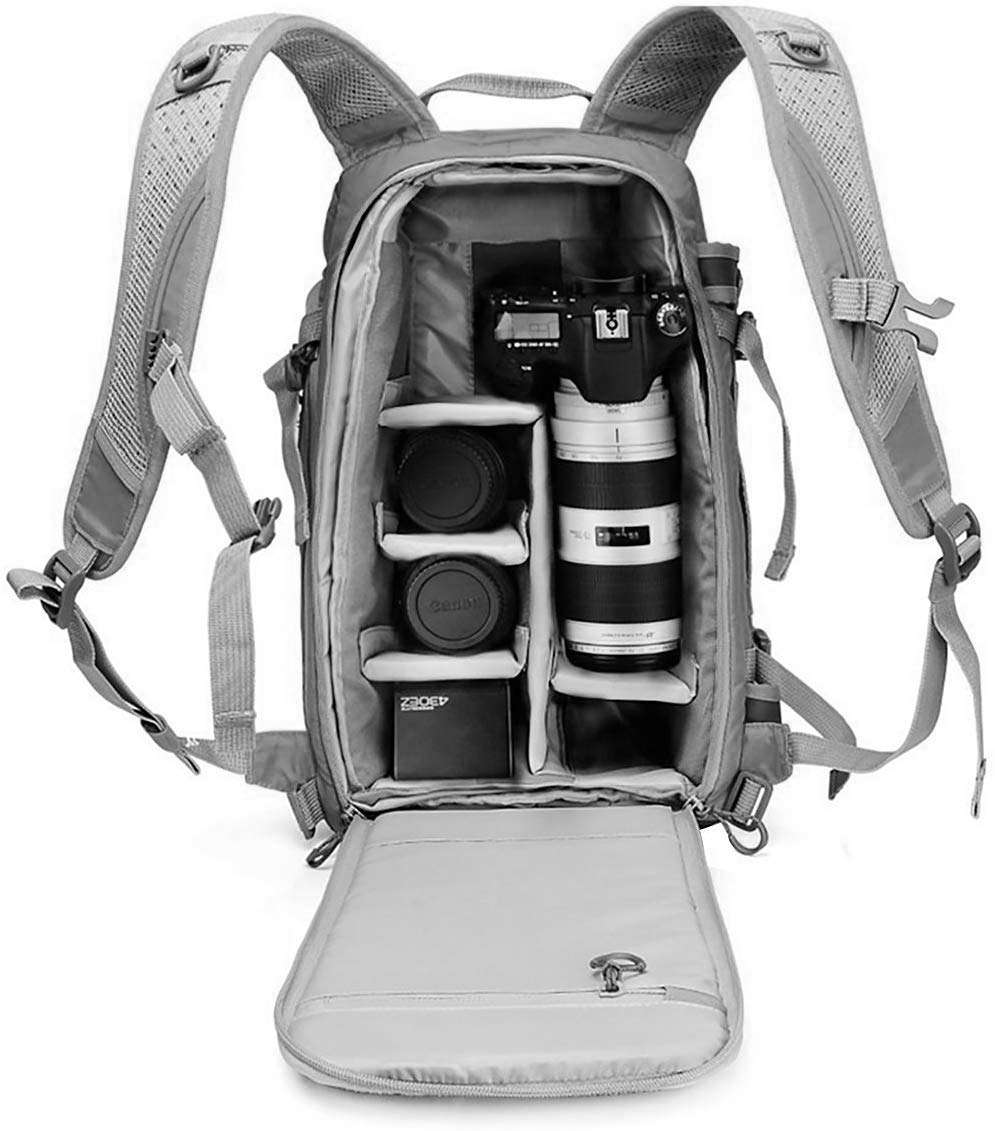 RUBRIC? E5 Backpack Bag for DSLR Camera Canon Sony Nikon, Orange Waterproof Anti Theft Front Open (B5ck, Black) 6