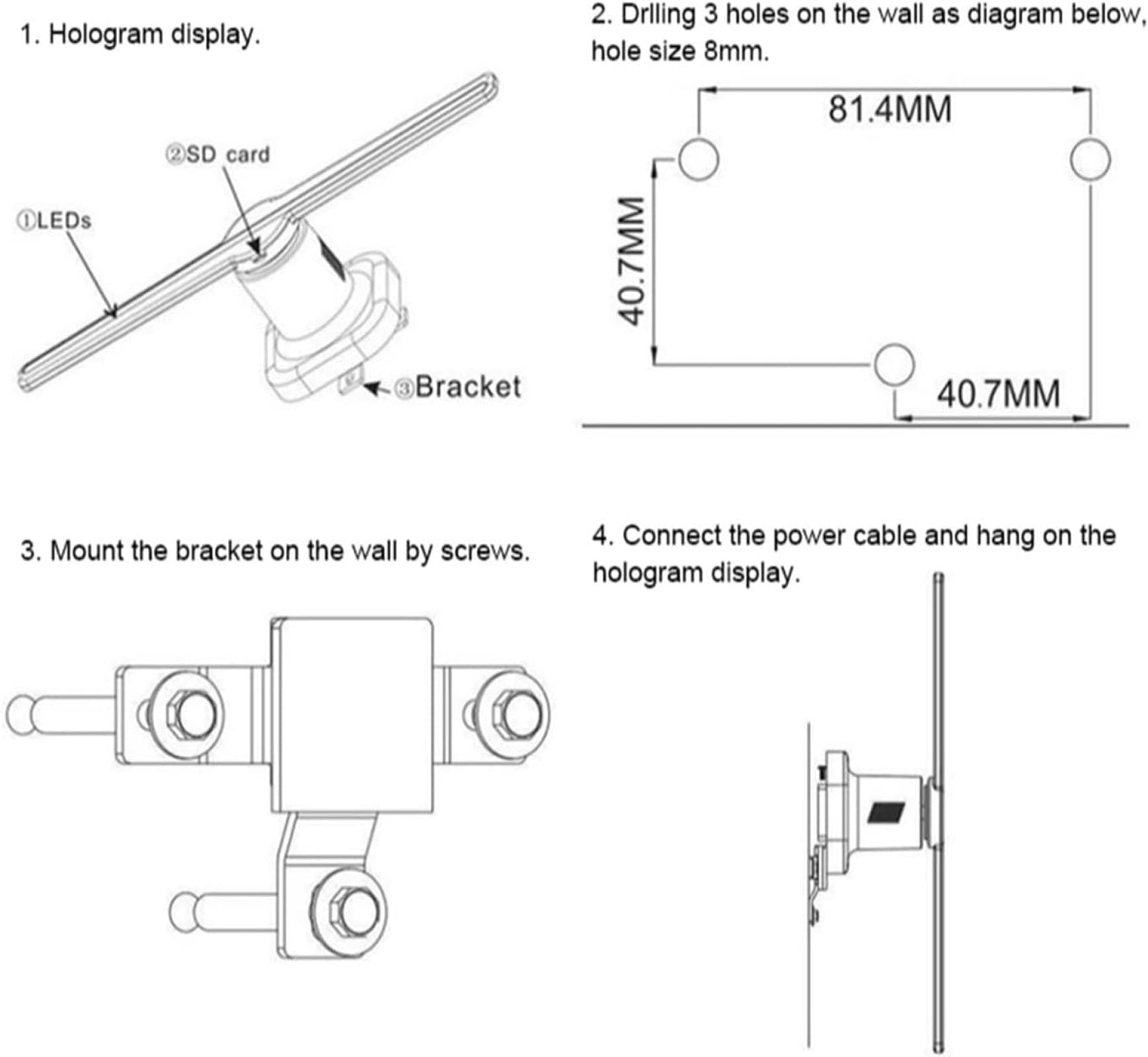 Advertise 3d Hologram Fan, Wifi App 3d Hologram Fan Advertising Light Led Signboard Board Remote Advertising Display 4