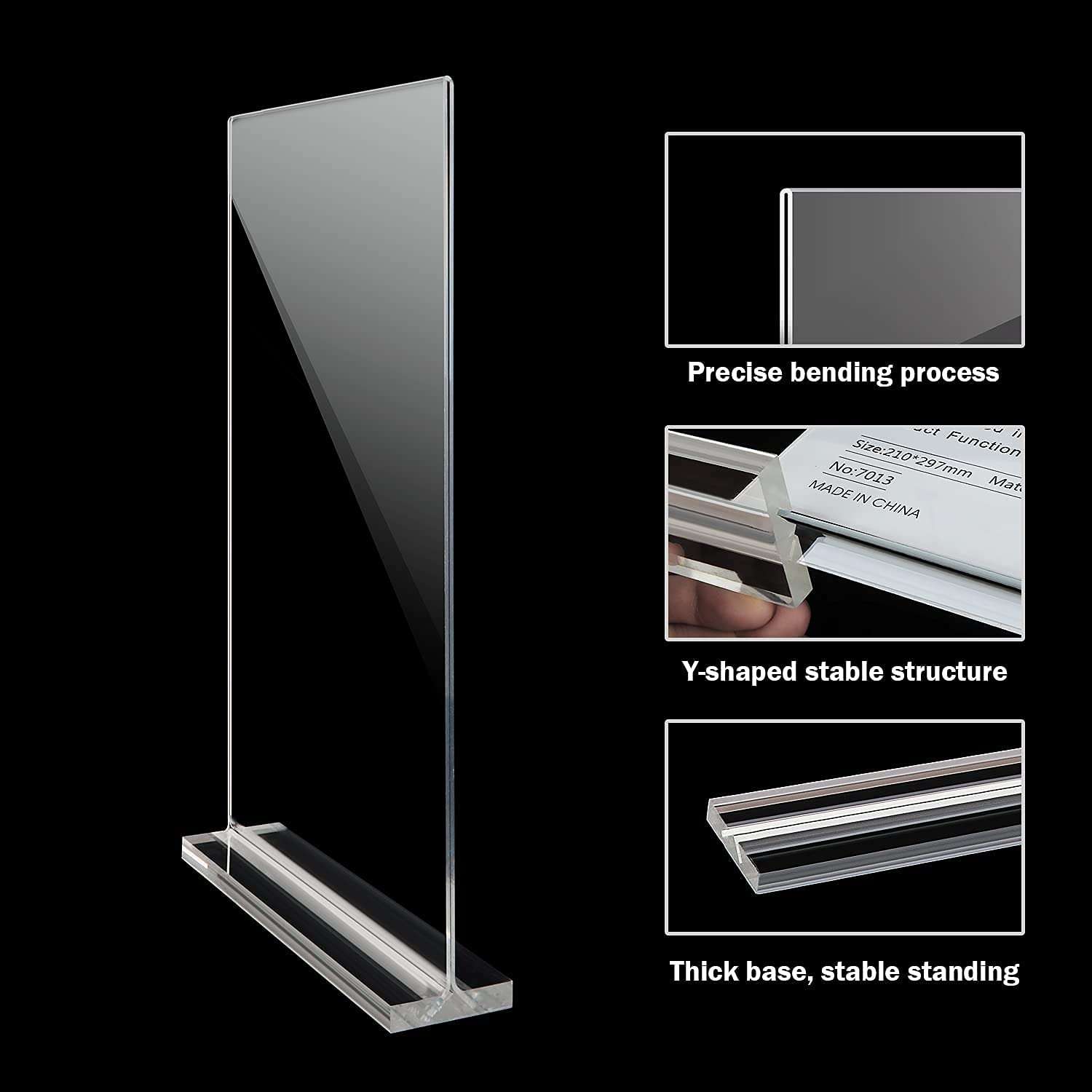 Acrylic Sign Stand 8.5 x 11-Acrylic T-Shaped Desktop Display Stand, Sign Holder，Menu ad Frame. Suitable for Restaurants, Promotions, Photo Frames, Events, Meetings (6 Pieces) 6
