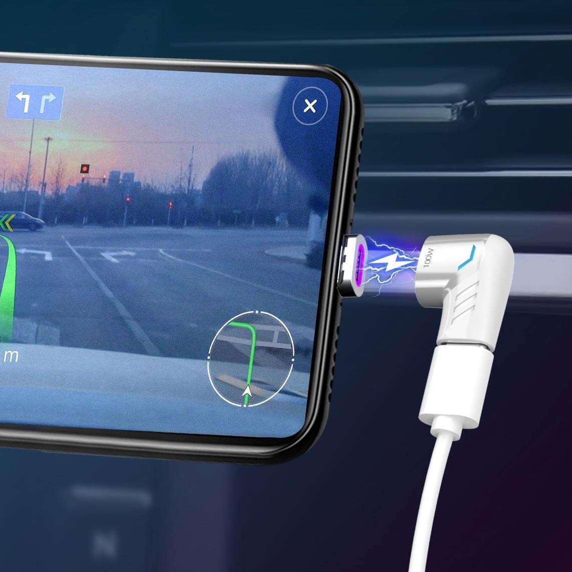 BoxWave Adapter Compatible with TP-Link Tapo C120 Security Camera - MagnetoSnap PD Angle Adapter, Magnetic PD Angle Charging Adapter Device Saver - Metallic Silver 6