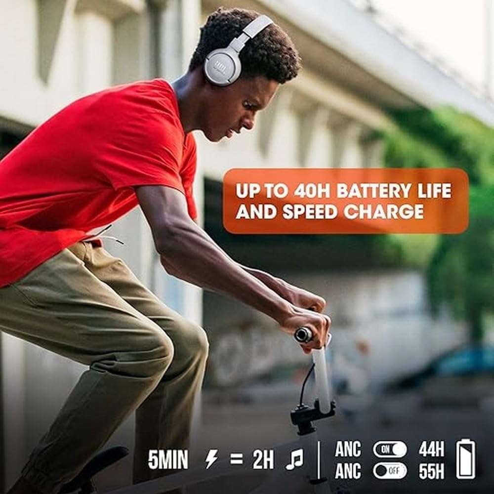 JBL Bags JBL Tune 510BT Wireless On-Ear Headphones (White) with Purebass Sound, Charging Cable, Wall Adapter and Cleaning Cloth 6