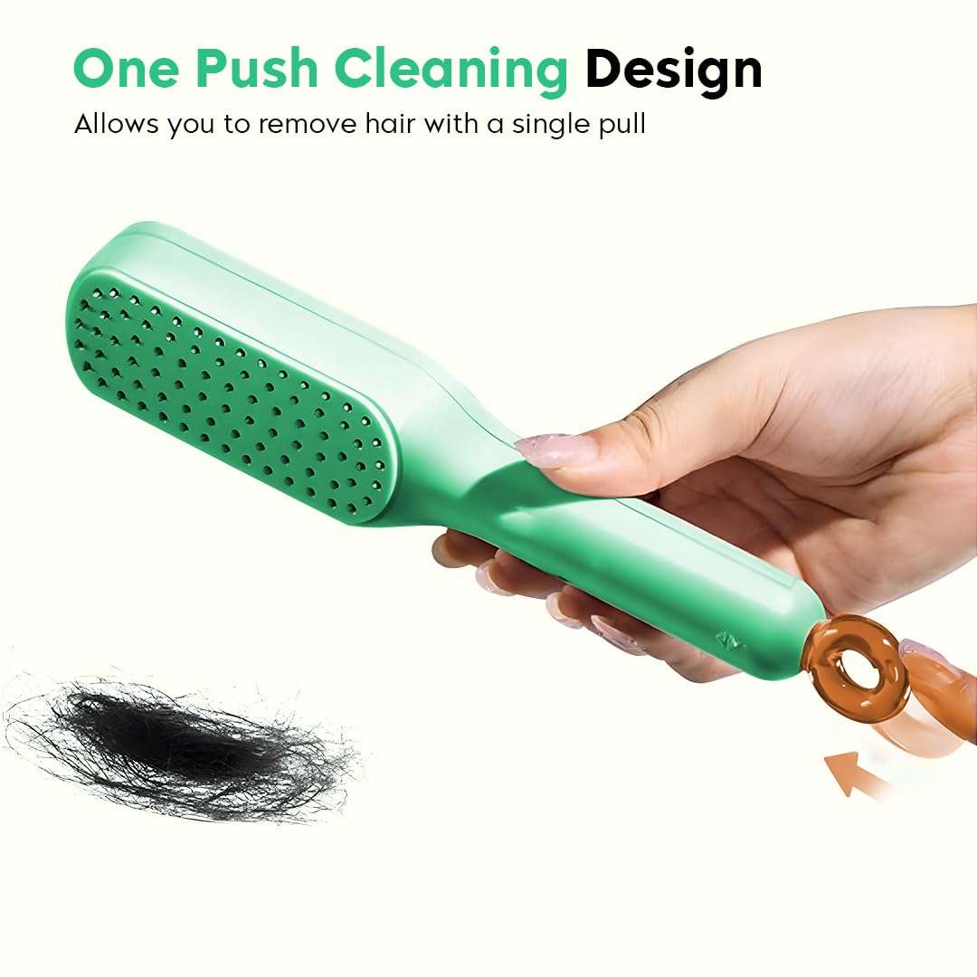 Gleva Self Cleaning Hair Brush, Detangling Brush & Styling Brush, Anti Static Massage Hair dressing Comb, Hair Massage Comb, Styling & Smooth Brush, Massage Brush, Hair Comb for Men & Women 3