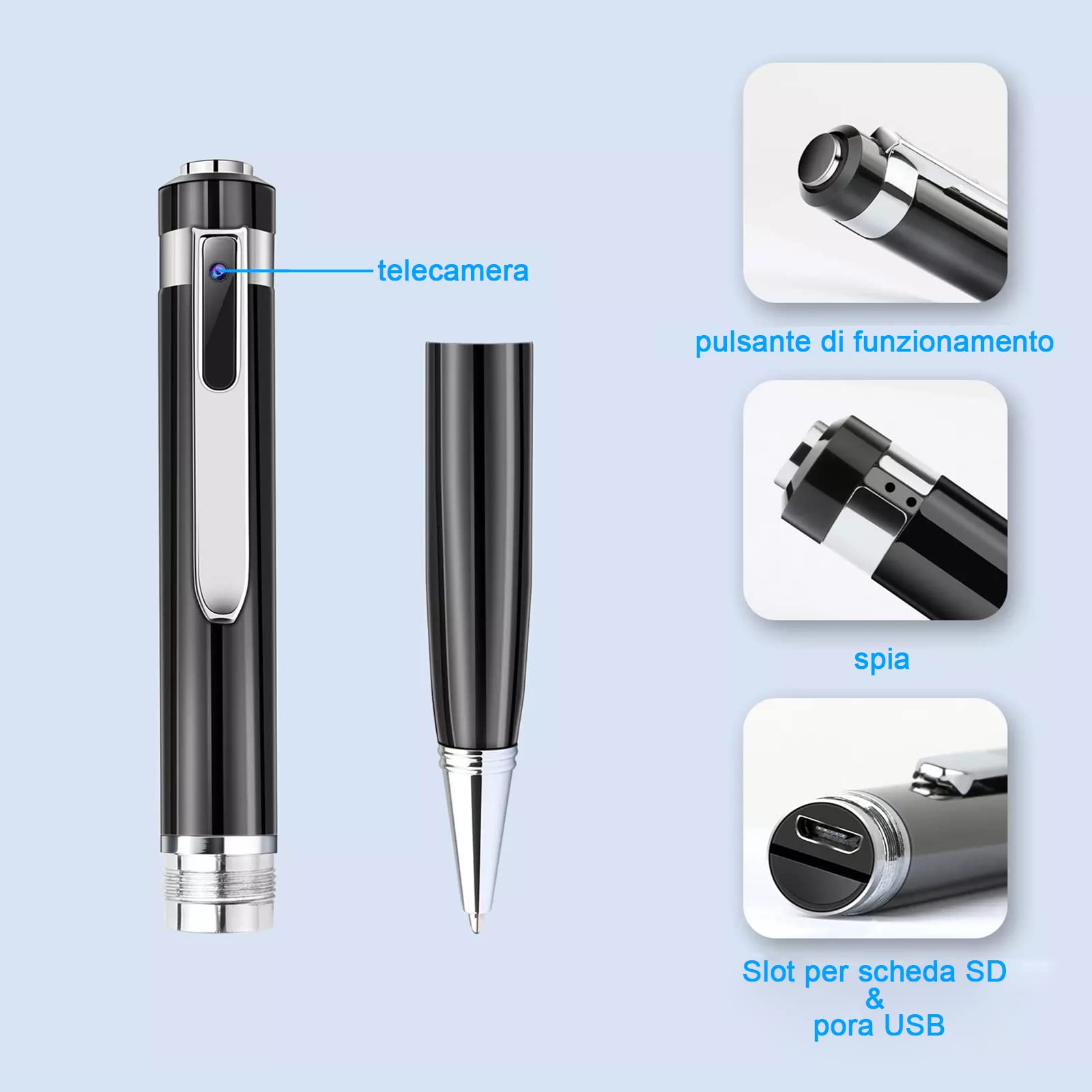 Hidden Spy Camera Pen 1080p with 32GB SD Card,Hidden Security Cam with Wide Angle Lens,Suitable for Daily Life,Classroom Study and Meeting Rooms 5