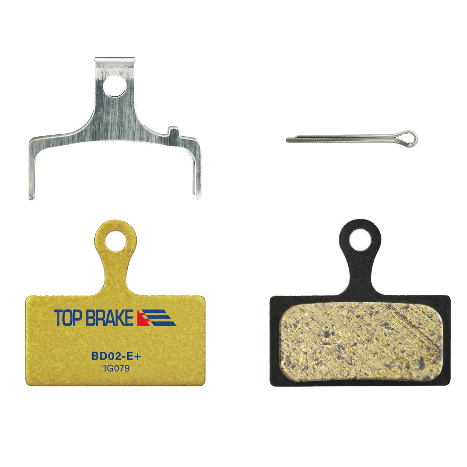 TOP BRAKE Disc E-Bike Brake Pads Compatible with Shimano XTR M9000/9020 Deore XT M785/M8000 |E-Bikes, E-MTB, Bike Parking | E-Bike Compound, Long Lasting, Premium E+ Version, Gold (PIN Included) 1