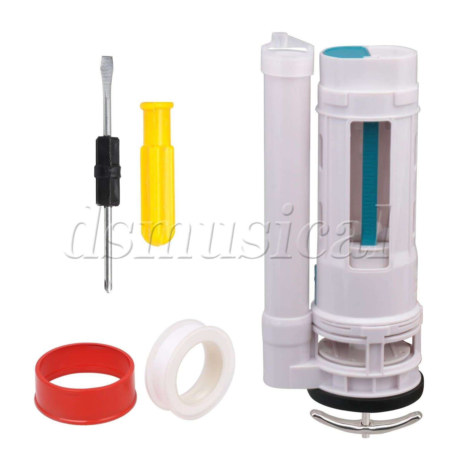 Siamese Double Press Shape Toilet Drain Valve Replacement Parts White 3