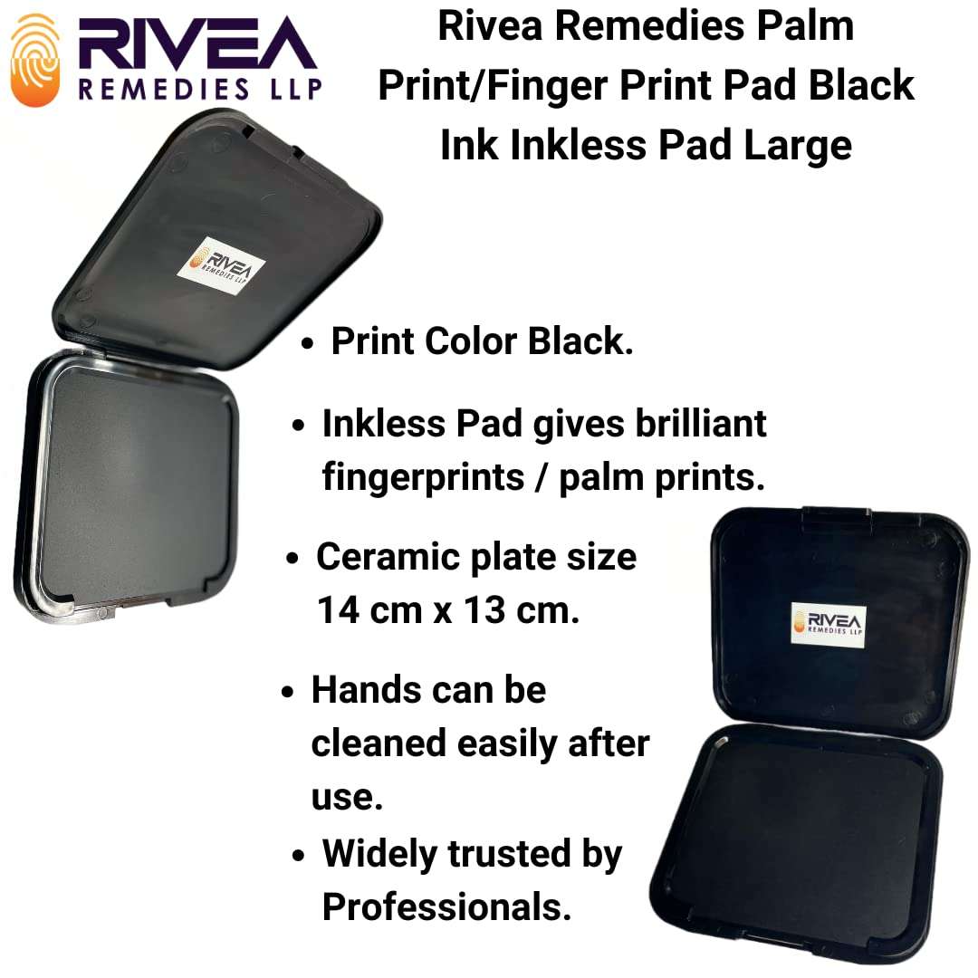 Rivea Remedies Palm Print/Finger Print Pad Black Ink Inkless Pad Large (Ceramic Plate Low Ink technology) 5
