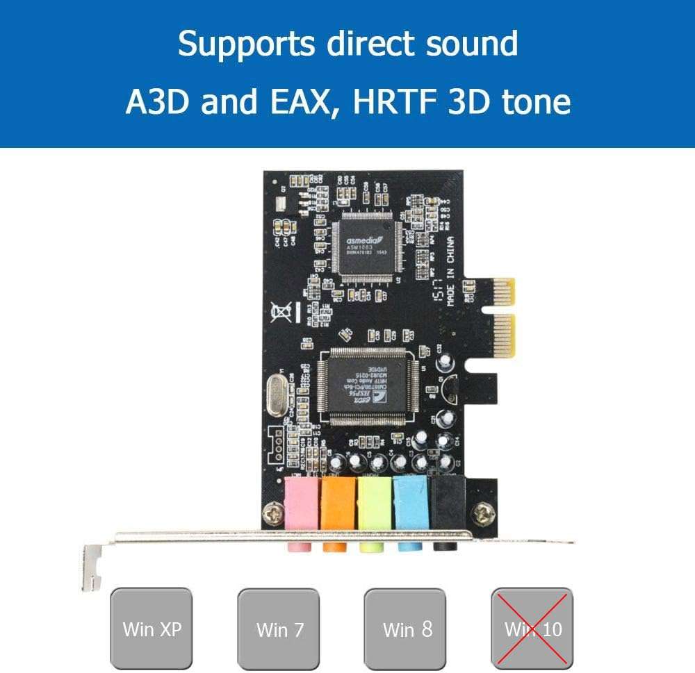 GODSHARK 5.1 Internal PCIe Sound Card for PC Windows 8 7 with Low Profile Bracket, 3D Stereo PCI-e Audio Card, CMI8738 Chip 32/64 Bit Sound Card PCI Express Adapter 5