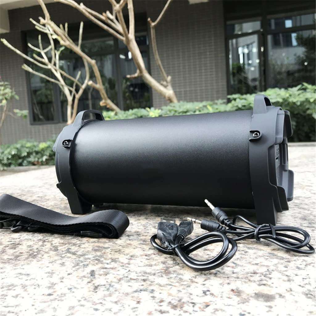 TROGN Wireless Bluetooth Speaker Portable Multi-Function Outdoor High-Power Stereo Subwoofer Supports FM Radio TF U Disk (Color : Black, Size 4