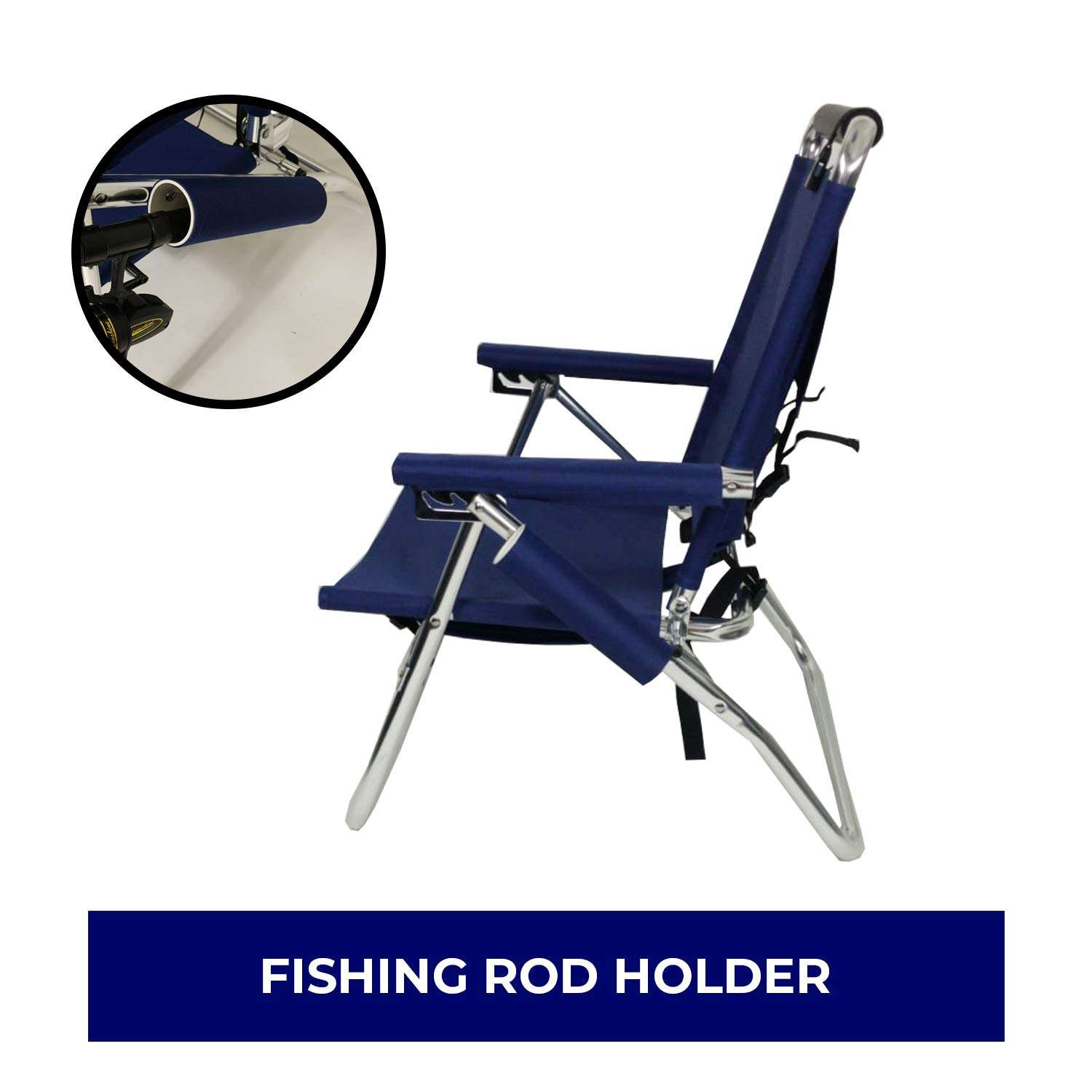 Tuscany Pro Backpack Fishing Chair - Portable Folding Ultra Light Chair with Padded Carrying Straps & Padded Lumbar Support Bar - All Aluminum Fishing Chair with Cup & Fishing Rod Holder 4