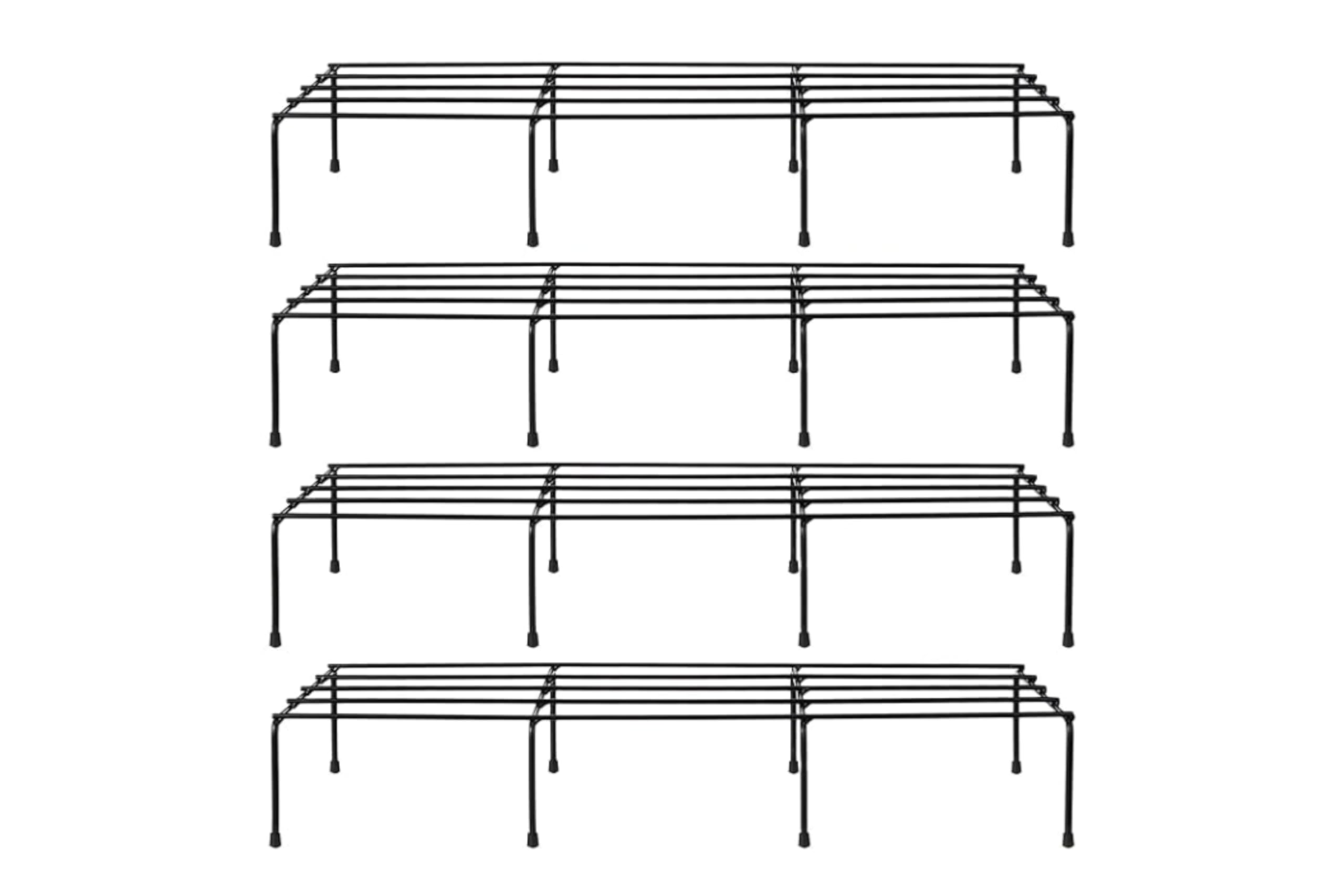 URBANMAALI Rectangular Metal indoor Outdoor Planter Stand, Flower Pot Rack for Home, Garden, Balcony - 24 inches (Black, Pack of 4) 4