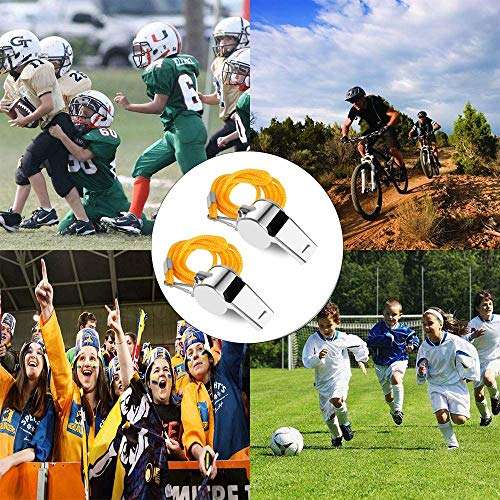 OBKJJ Coach Whistle,35Pack Football Referee Whistle with Lanyard for Emergency Sports Training Referee1 (Silver) (Silver) (Stainless Steel) 3