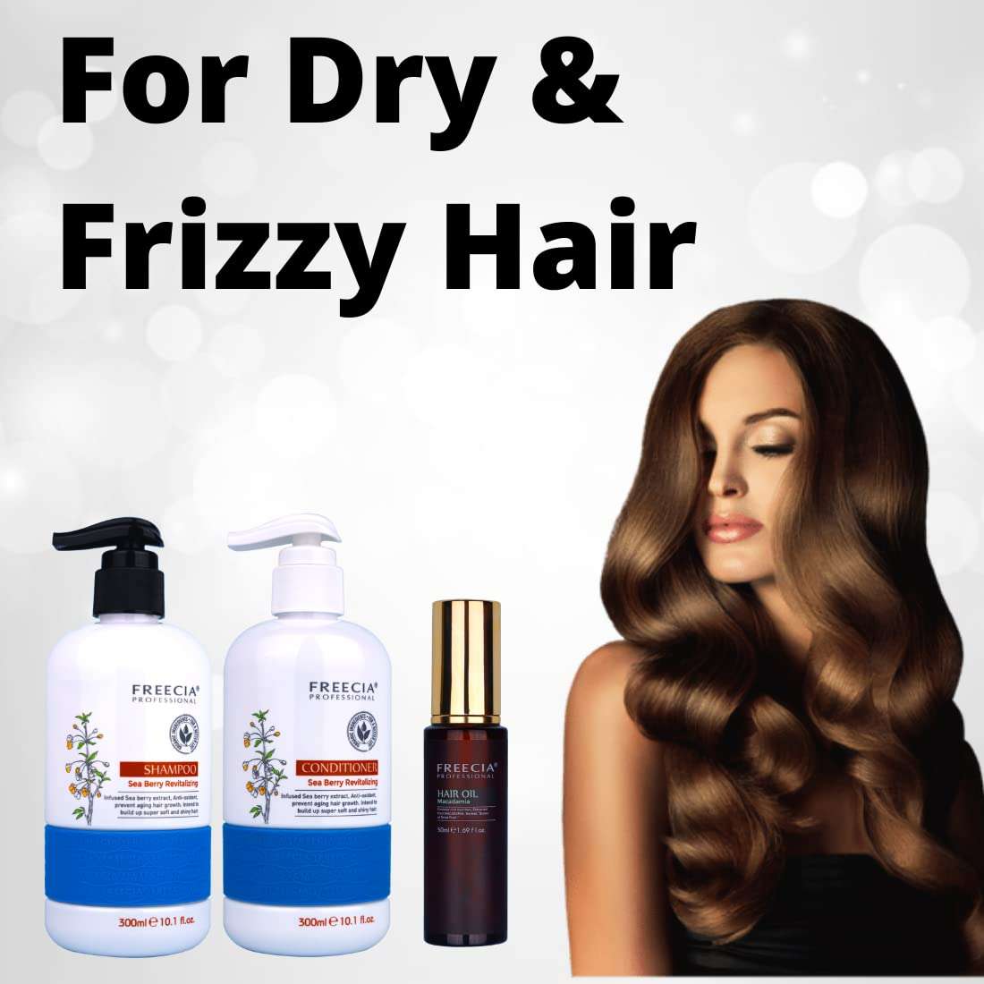 FREECIA Professional shampoo conditioner serum combo, hair care kit/for dry/frizz/brittle/nourish scalpe add volume, dryness brittle hair, for all hair type 5