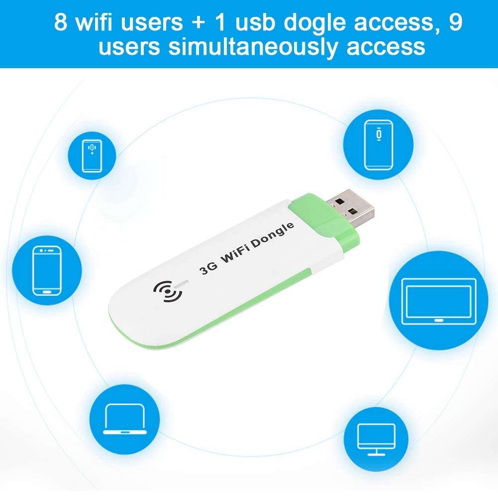 3G WiFi Modem,3G USB Mobile Hotspot,WiFi Dongle,Support USIM/SIM,T-Flash Memory up to 32G,Portable Mini USB WiFi Hotspot,Router up to 9 Users Connect,Support WCDMA(White) 5