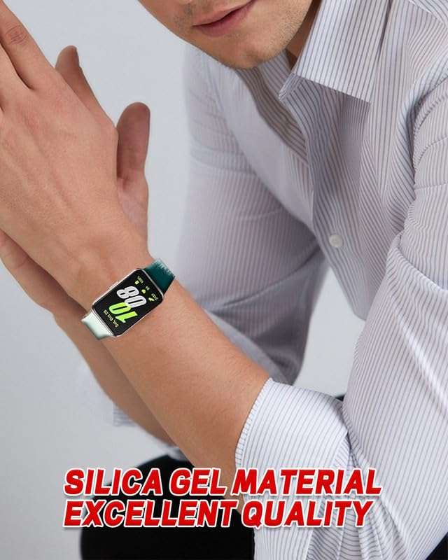 LIKLNAPQ Compatible with Galaxy Fit3 Band for Women&Men, Soft Silicone Replacement Straps Adjustable Sport Wristbands for Galaxy Fit 3 SM-R390 Smartwatch(Beautiful Green Mountain) 6