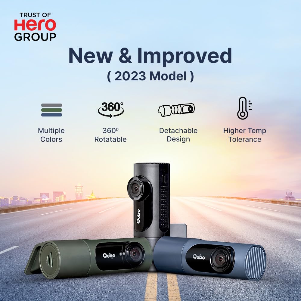 Qubo Car Dash Camera Pro X 3MP 1296p from Hero Group | Made in India | Super Capacitor| Wide Angle View | Emergency Recording | SD Card Upto 1TB Supported | Easy DIY Set Up | (Space Grey) 4