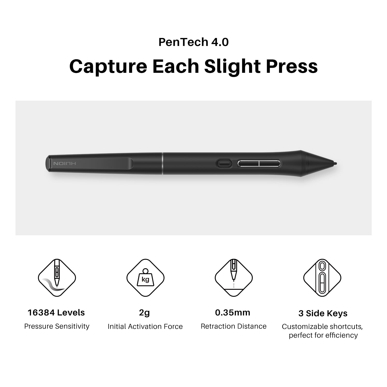 2024 HUION Kamvas 13 (Gen 3) Drawing Tablet with Screen,13.3" Full-laminated Art Tablet with Anti-sparkle Canvas Glass, 99% sRGB, PenTech 4.0, 16384 Pen Pressure, Dual Dial for PC, Mac, Android, Black 5