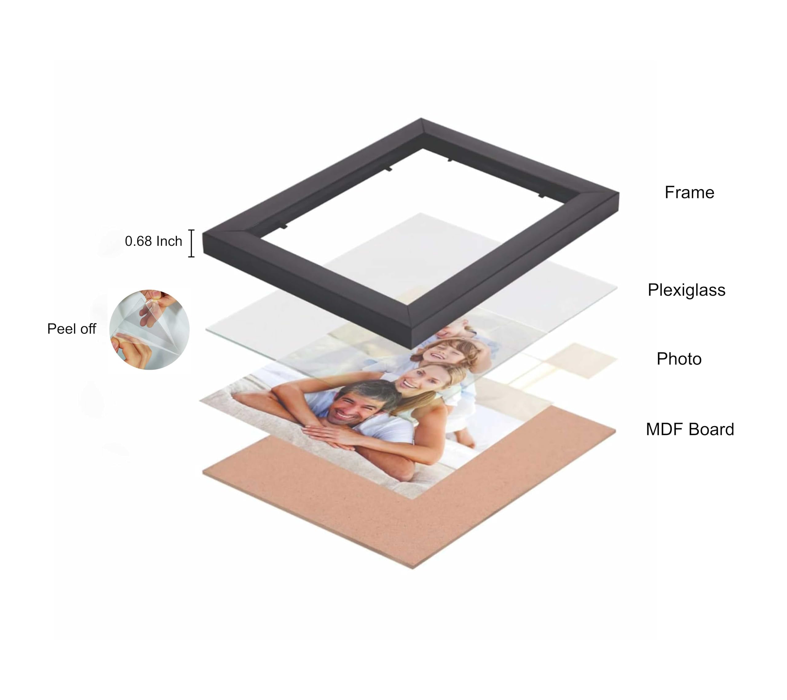 HK PRINTS Photo Frame for Home Office School Decoration Set of 8 A4 Frames Combo for Wall Hanging (8x12 Inch, Synthetic Wood, Plexiglass) F-8 6