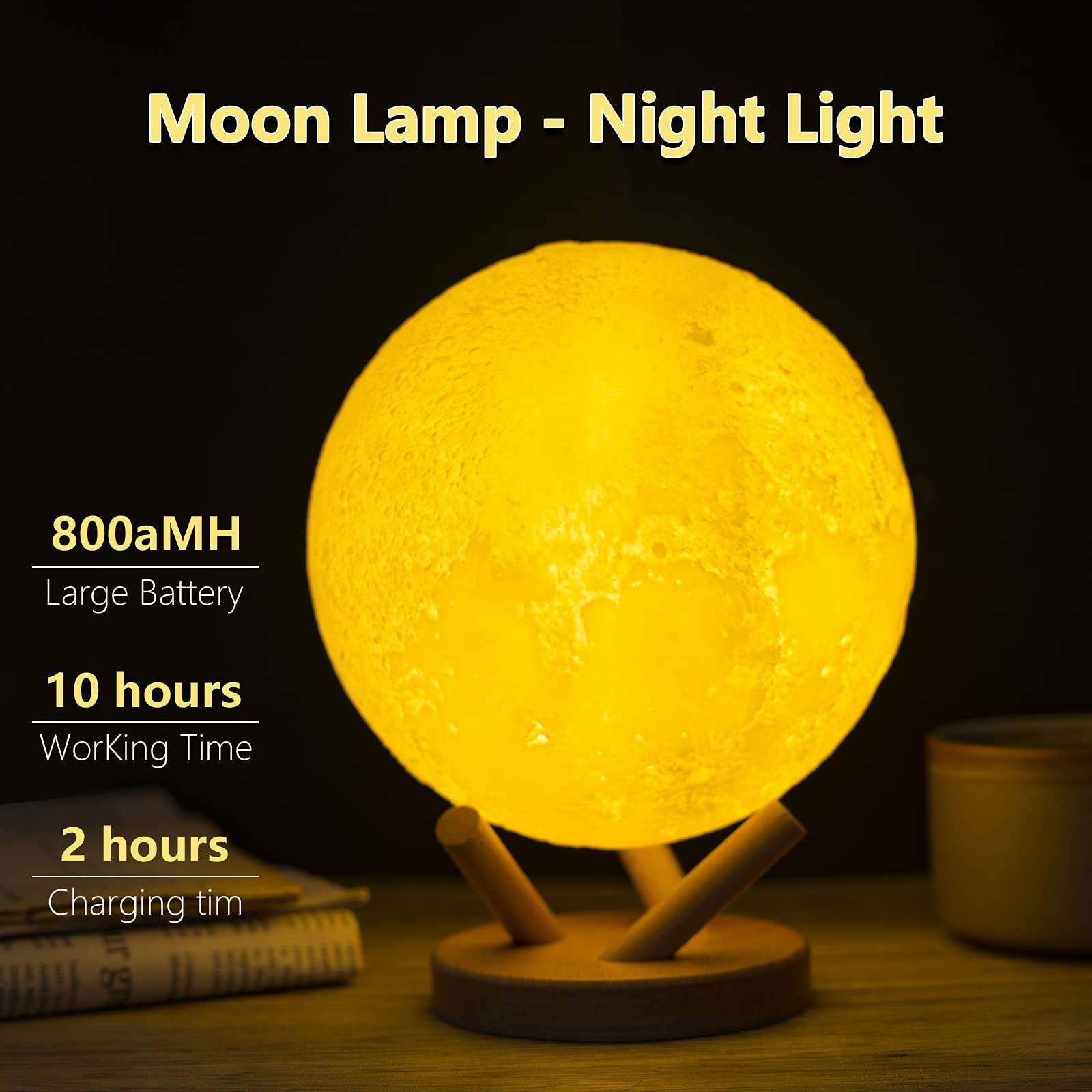Moon Lamp, FIRPOW 18 Colors Sliding Control 3D Priting Moon lamp Night Light with Flash /Fade Function,Remote,Timer,USB Charging,Decor Your Room,Best Gifts for Your Family,Friends,etc.-6inch 4