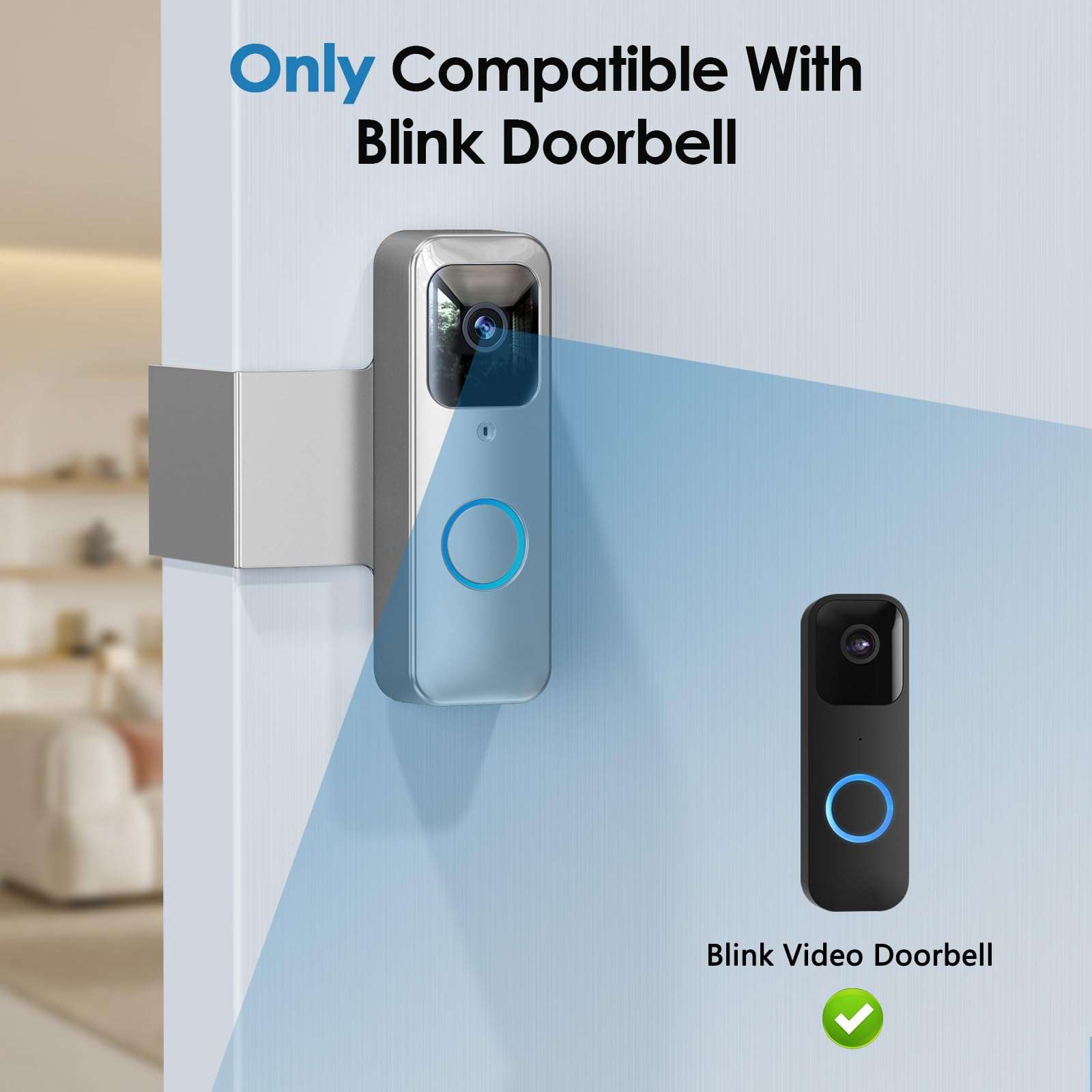 NANW Blink Doorbell Mount, Full-Metal Anti-Theft Doorbell Camera Mount, No-Drill and Not Block Motion Sensor Bracket, Blink Aluminum Alloy Video Doorbell Holder for Home/Apartment/Dorm,Silver 4