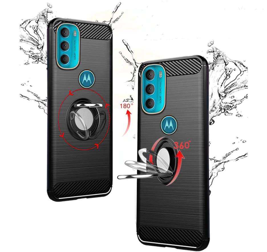 Unistuff Back Case Cover for Motorola Moto G82 5G | Ring Stand | Premium Finish | Camera Protection - Night Black, 76861 5