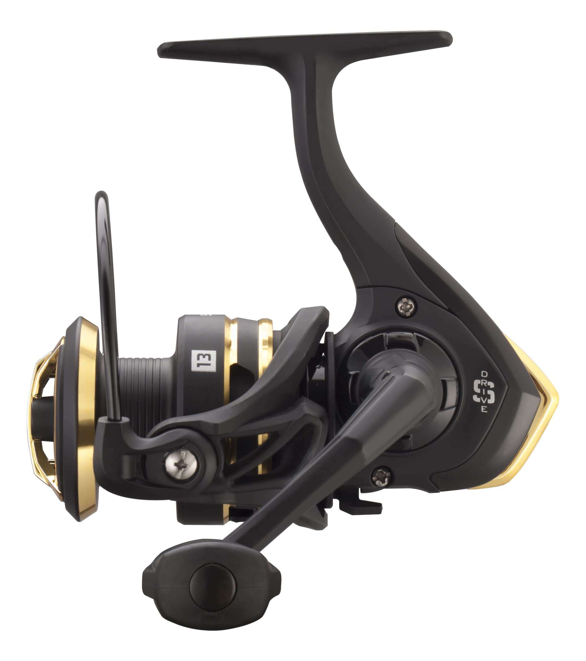 13 FISHING - Source R Spinning Reel - 5.2:1 Gear Ratio - 4.0 Size (Fresh) - SORR-5.2-4.0-CP,Black/Gold 3