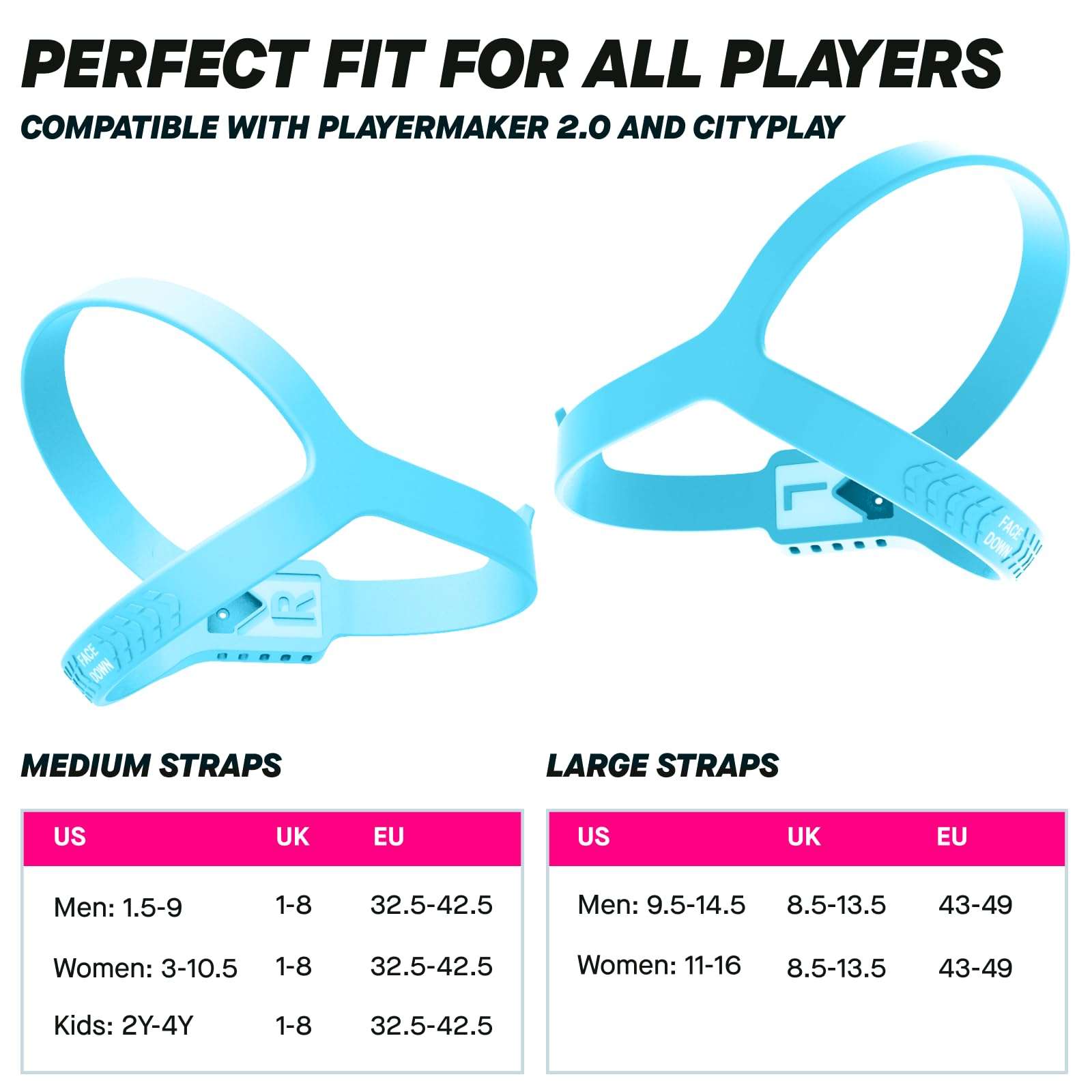 Playermaker 2.0 Soccer Tracker Kit Medium + Blue Large Straps, Smart Soccer Tracker for Cleats, Track 25+ Technical & Physical Metrics, Advanced Than GPS 3