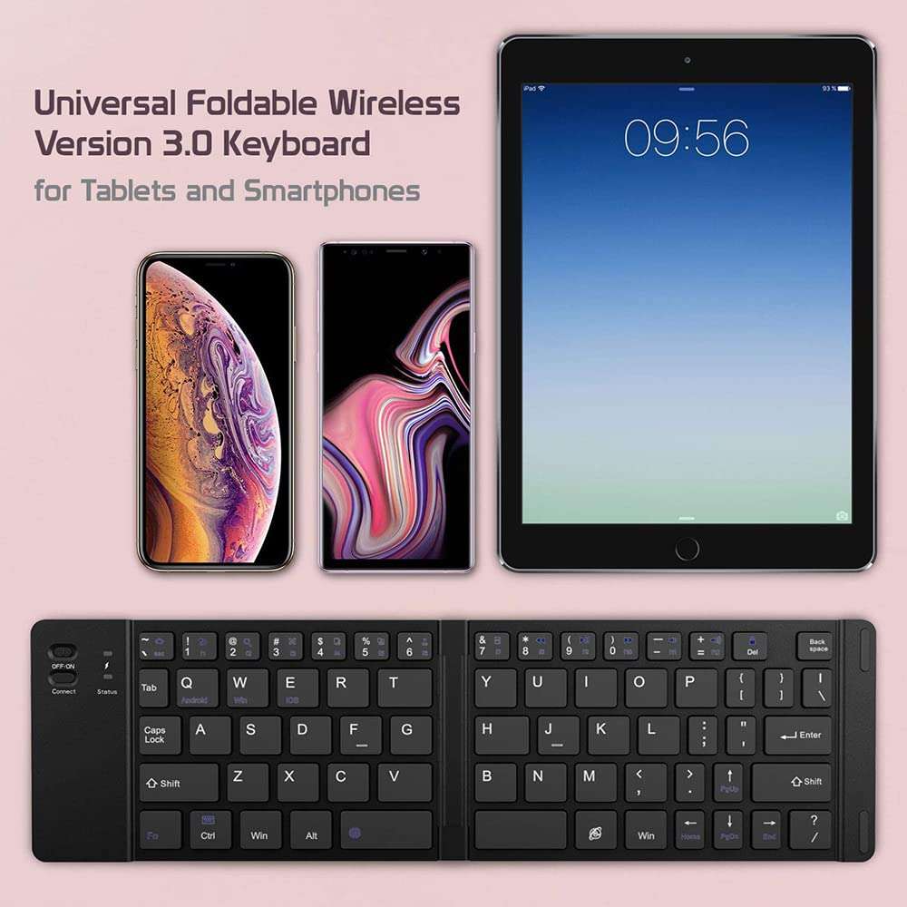 Tek Styz Wireless Bluetooth Keyboard Compatible with Karbonn A30 TA-Fone Plus Phone HolderStand - Ultra Slim Folding Rechargeable FullSize Keyboard! 3