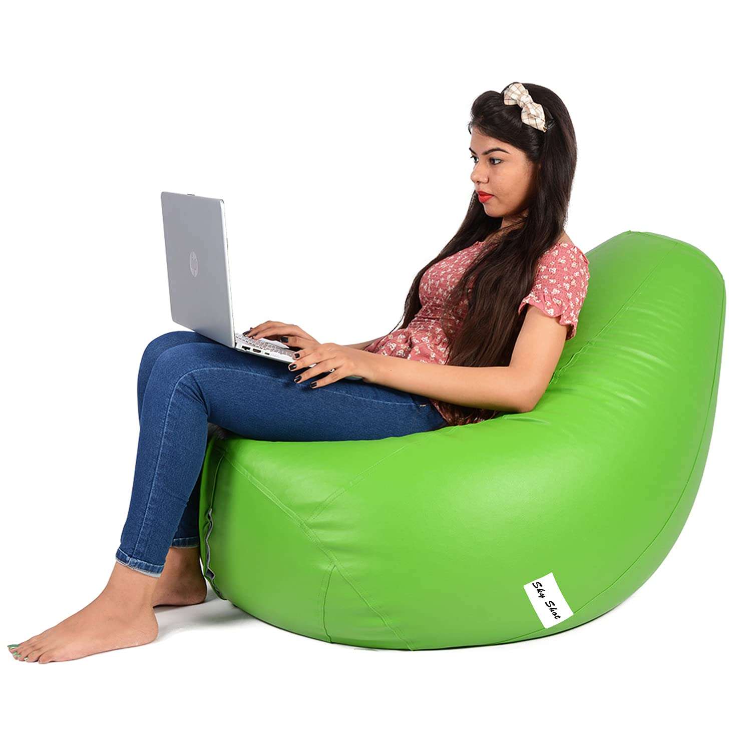 Skyshot Classic Teardrop Shape Bean Bag Cover Without Beans (XXXL, Green) 4