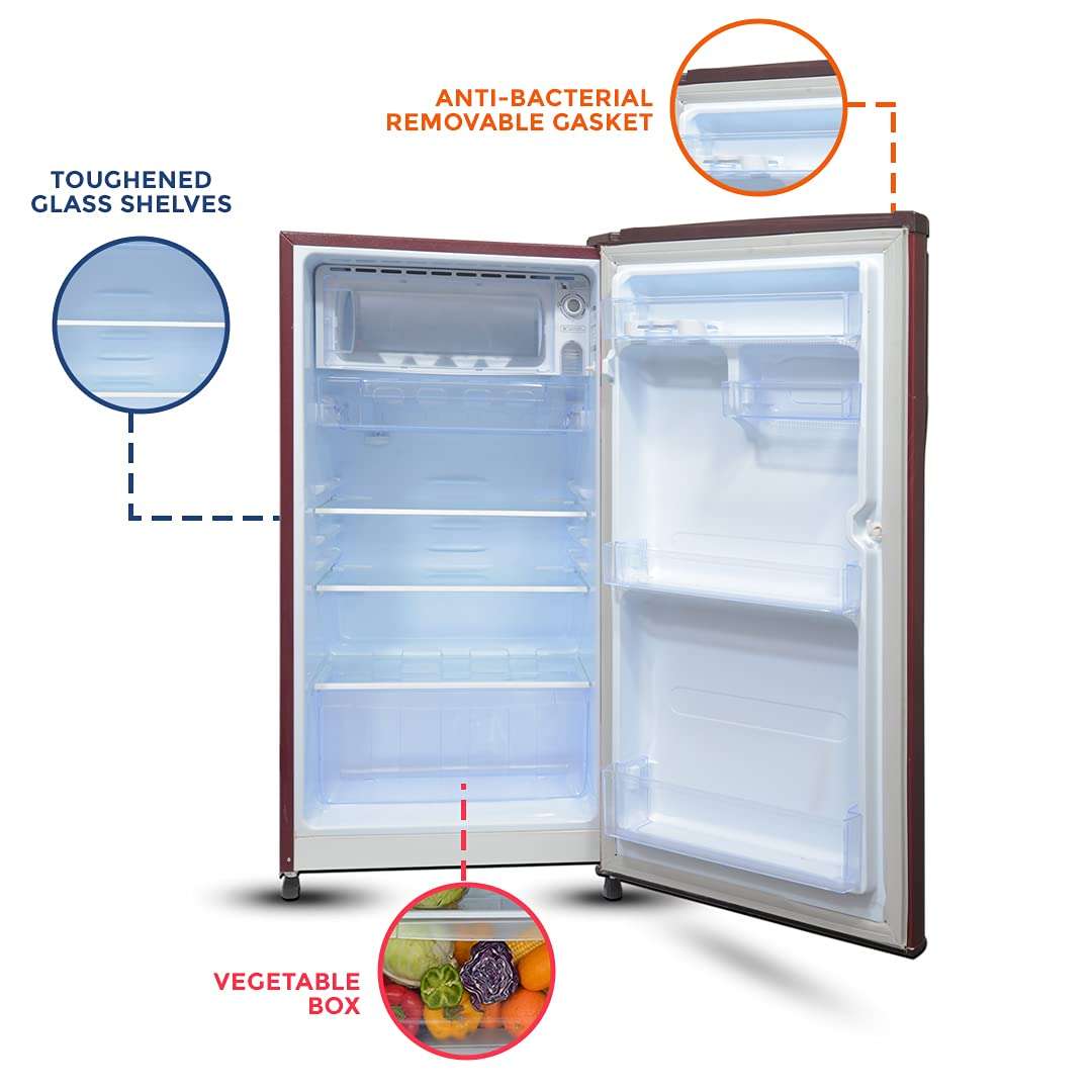 GEM 180 L 2 Star Direct-Cool Single Door Refrigerator (‎GRDN-2052BRTC, Plain Red) 4