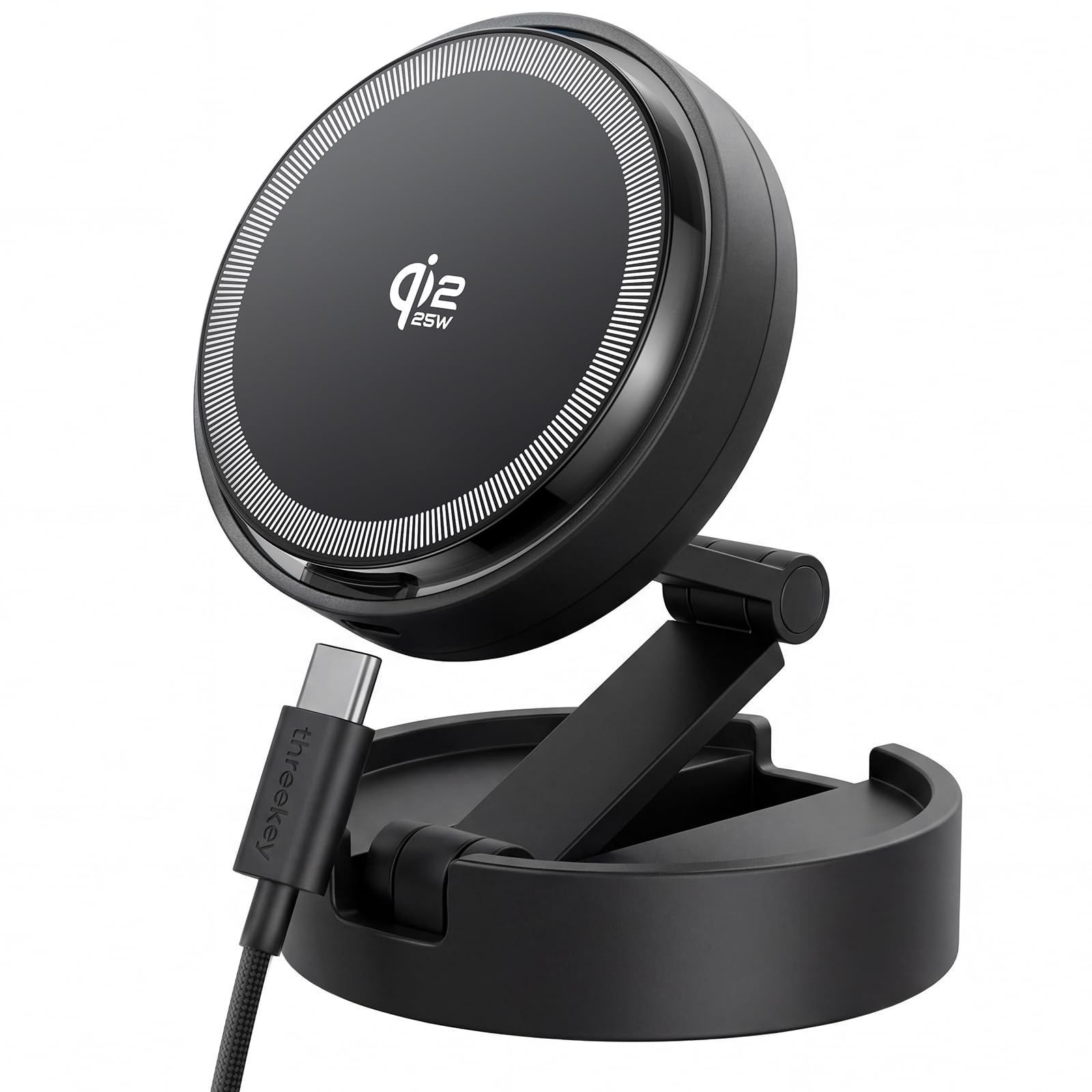 Qi2 25W Magsafe Car Mount Charger with Cooling Fan, LED Light,360° Rotating&Retractable Phone Holder,Magnetic Mount for iPhone17-12&Galaxy S25 Ultra【Black】 1