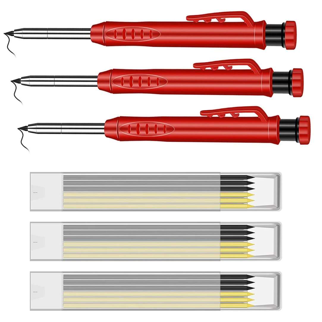 Carpenter Pencils with Refills Hole Pen Woodworking Marking Tools Built-in Pencil Sharpener Carpenter Pencils 5