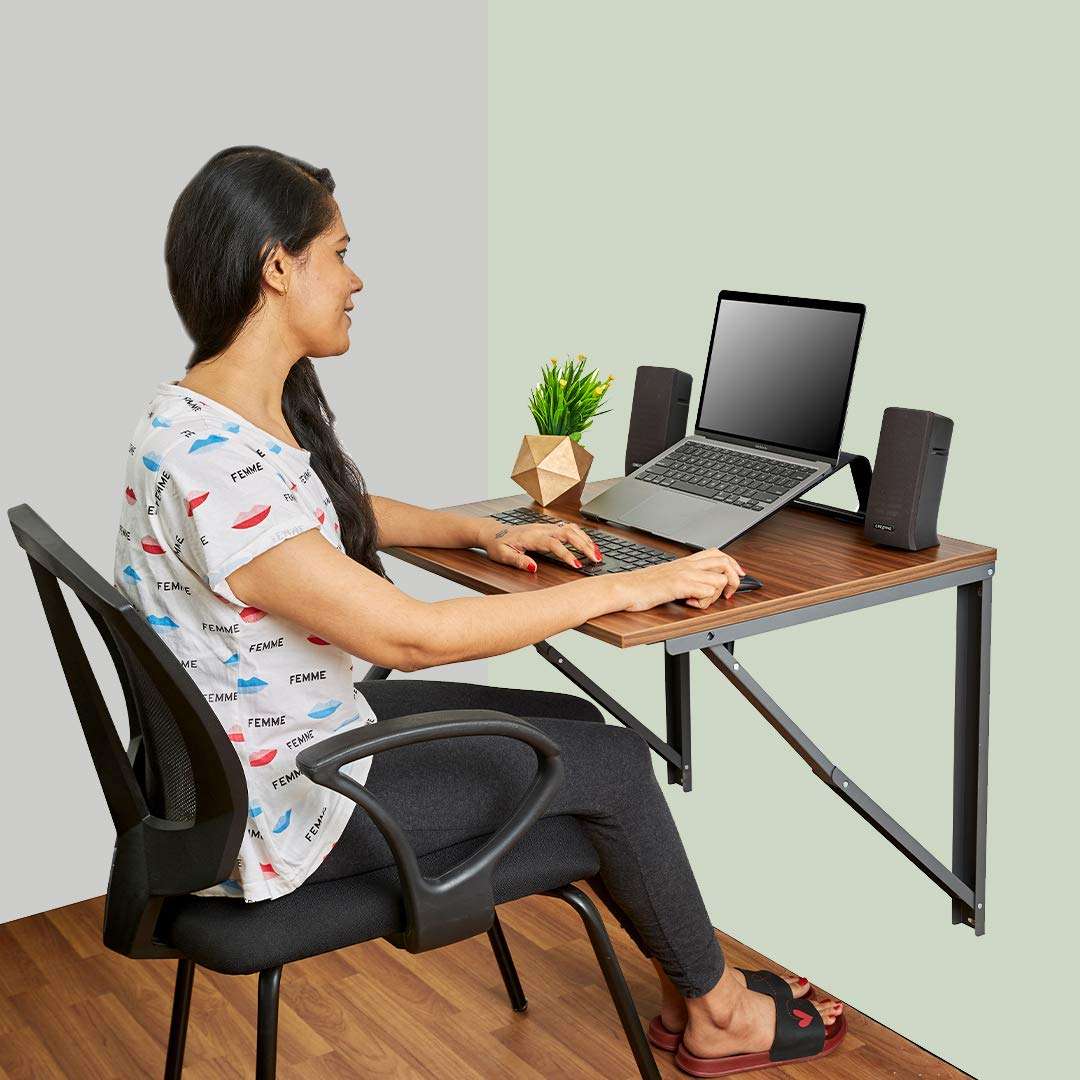 BAYBEE Multi-Purpose Floating Desk Folding Wall-Mounted Study Table, Desk for Home for Space Saving, Dining, Working, Reading and Writing (67.5cm x 56cm, Large) 1
