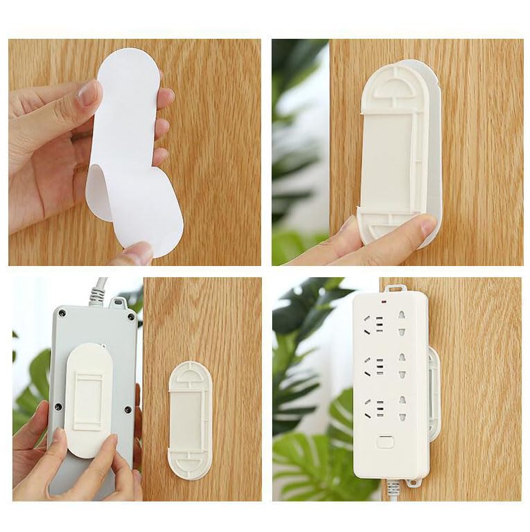 Self Adhesive Power Strip Holder, Wall Mounted Drill Free Non Marking Socket Fixer, Desktop Mobile Socket Holder for Kitchen Home Office Cable Management 6
