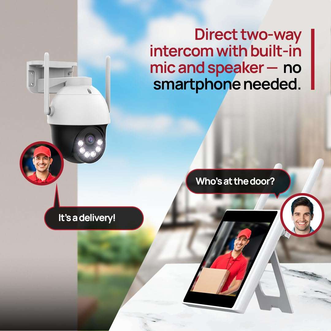 Crystal Vision Technology 3MP AI-Powered Pan-tilt Camera with Super Bright 6-LED Floodlight, Two-Way Audio, and Exclusive Panic Siren 3