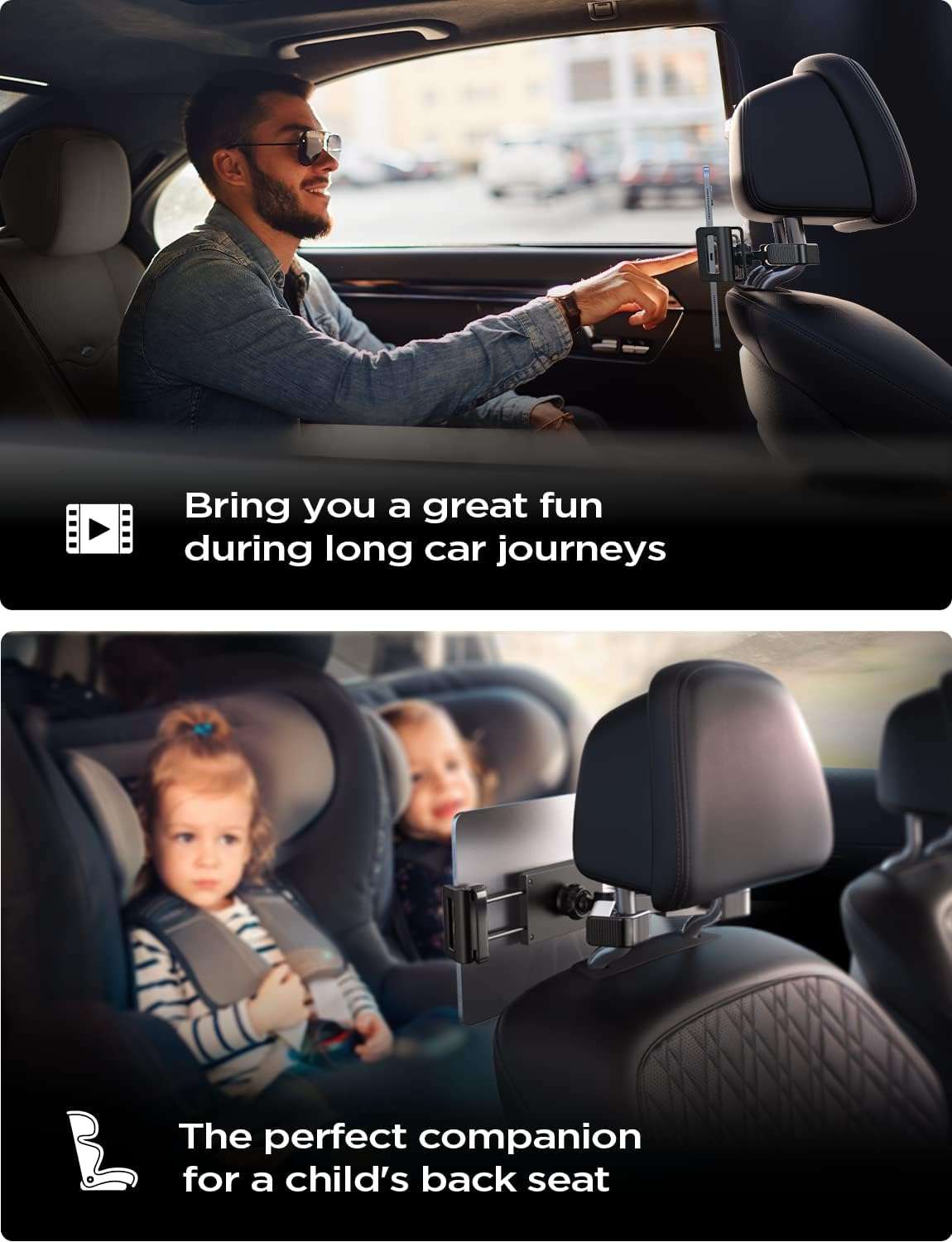 pora's Car Headrest Mount Tablet Holder Car Backseat Seat ipad Cell Phone Holder for Kids Universal 360° Rotating Adjustable for 4"-11" Tablet iPad Air iPad Mini Samsung Galaxy tabs Switch 2