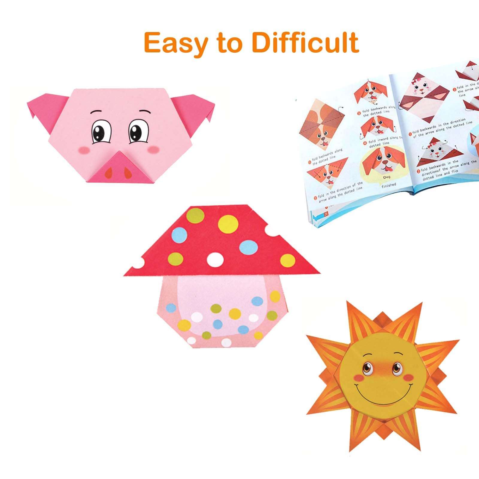 JELLYBABY 100 Pieces 50 Projects Origami Sheets, 3D Origami Paper With Guiding Book, Paper Size:7 In /18Cm *7 In /18Cm, Art Activity, Craft Materials,Multicolor 5