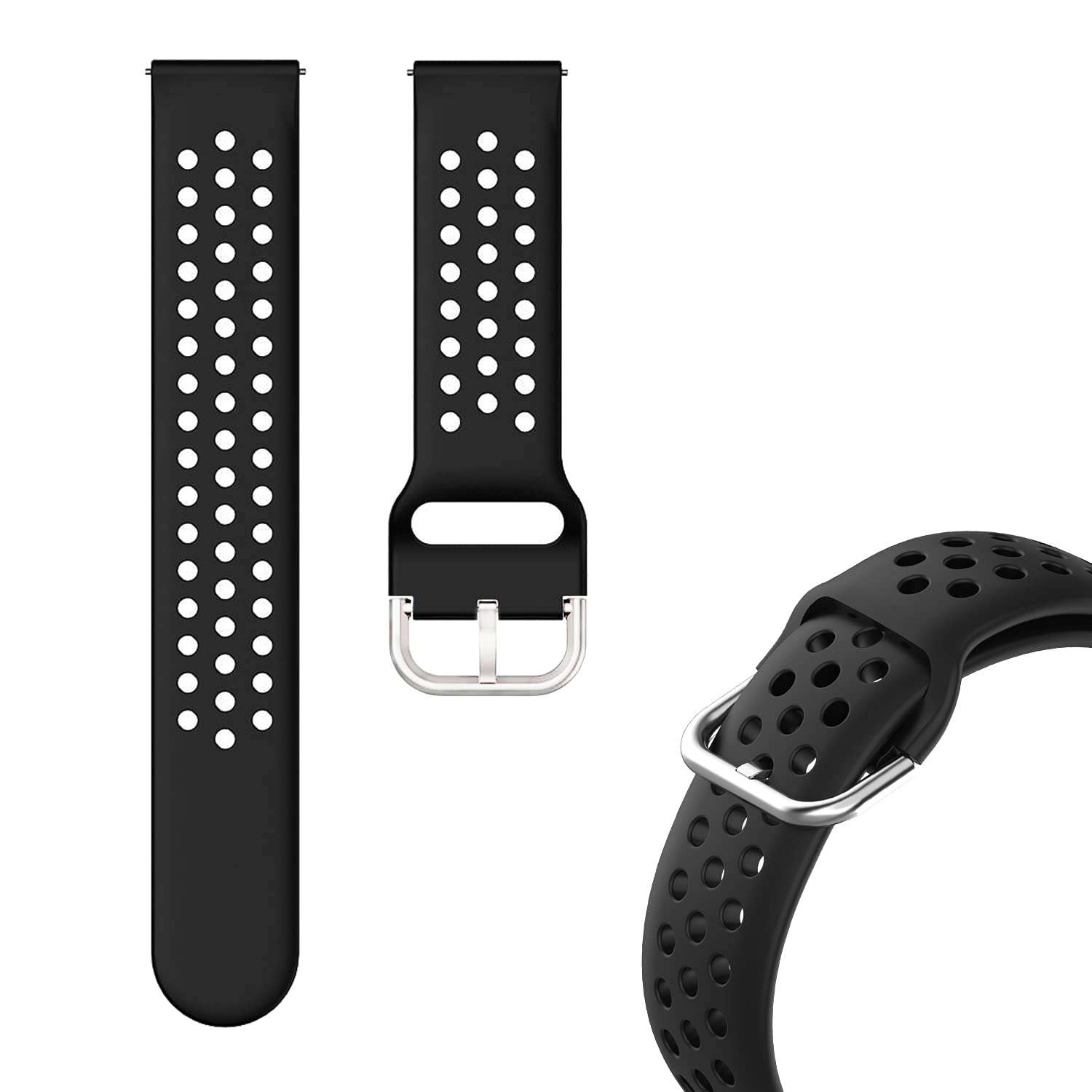 ACM Watch Strap Silicone Belt Compatible with Fire-Boltt Starcross Bsw056 Smartwatch Breatheable Dot Band Black 4