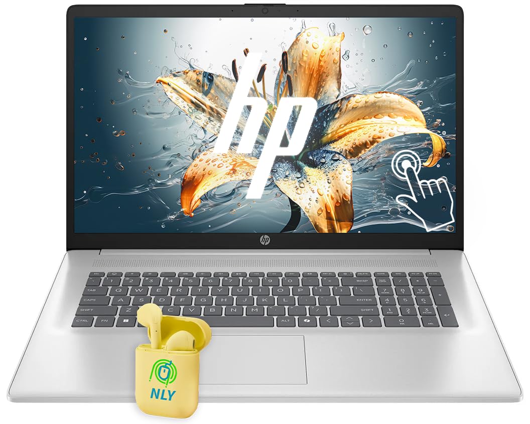 HP 17 Laptop, 17.3" HD+ LED Anti-Glare Touchscreen Business Laptop Computer, Windows 11 Laptop 32GB RAM 1TB SSD, AMD Ryzen 5 Processor, AMD Radeon Graphics, Numeric Keypad, NLY Earphones, Silver