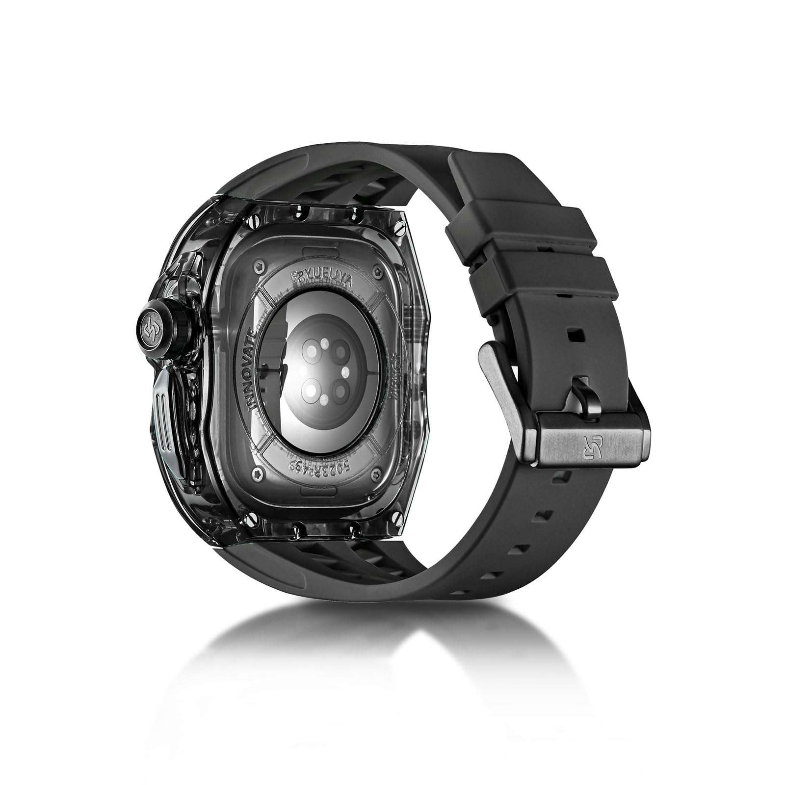 RYUEUYA Translucent Designer Rugged Case and Band Compatible for Apple Watch Ultra 2/1 49mm, Luxury Tactical Crystal Clear Military Protector for iWatch, B-BR 4