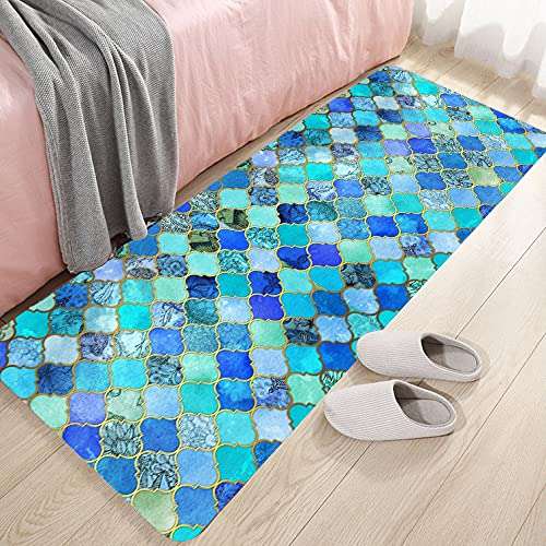 WODEJIA Bath Rugs Sponge Foam Soft for Bathroom and Kitchen,Flannel Mat Non Slip Bright 3D Printed for Bedside and Living Room,Clearance MatS Absorbent Moisture Dust Forlaundry Room（Blue Morrog 1