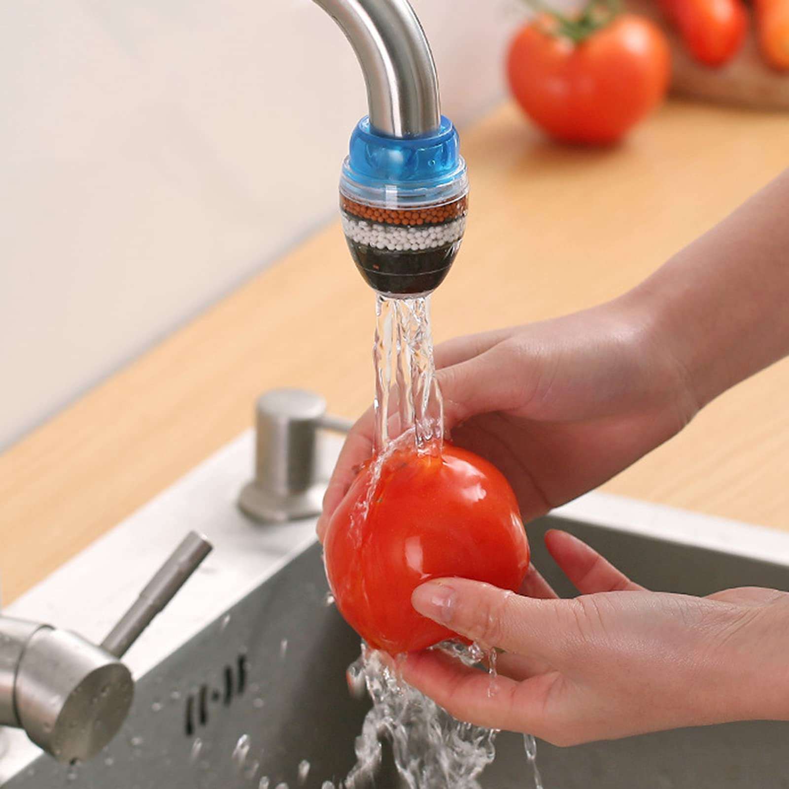 Kitchen Water Filter Faucet, Kitchen Mini Faucet Carbon Faucet Water Filter Purifier Leak-Proof Stone Water Saving Tap Water Filter for Home Kitchen Bathroom Blue 4