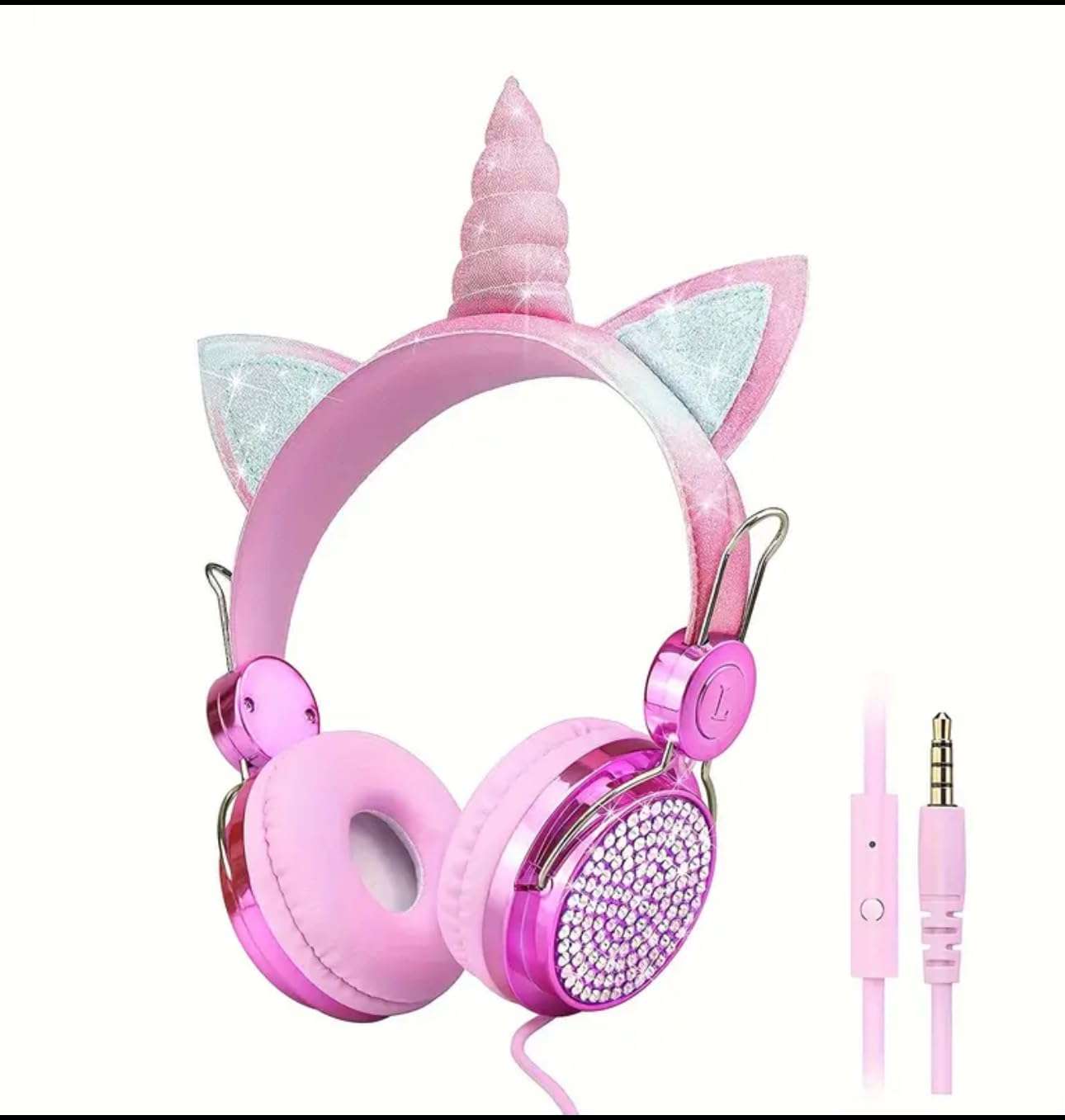 Generic Zarmany Cell Phone Headset with Microphone Noise Cancelling Headphones Over-Ear Wired Headphones Adorable Bulk Cartoon Headphones, Pink 1